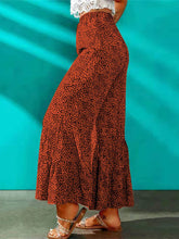 Pantalones largos con volantes y estampado de leopardo de cintura alta